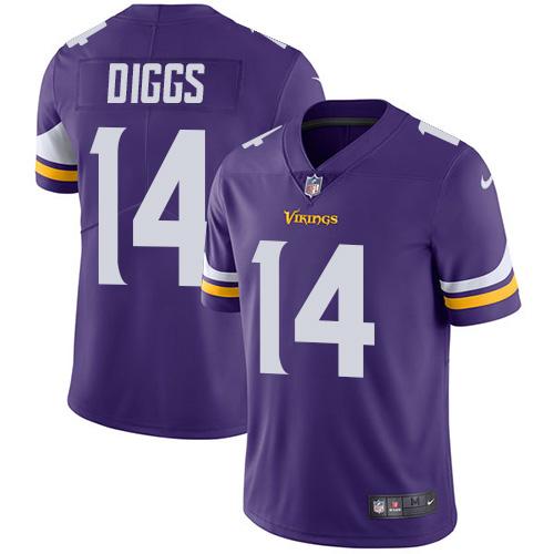 Men 2019 Minnesota Vikings 14 Diggs Purple Nike Vapor Untouchable Limited NFL Jersey